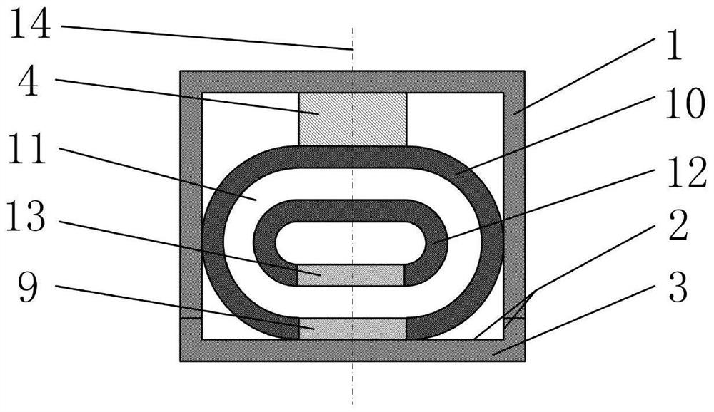 Magnetohydrodynamic linear vibration sensor with runway type structure