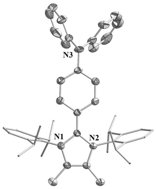 Synthesis method of N-heterocyclic carbene fluorescent free radical compound