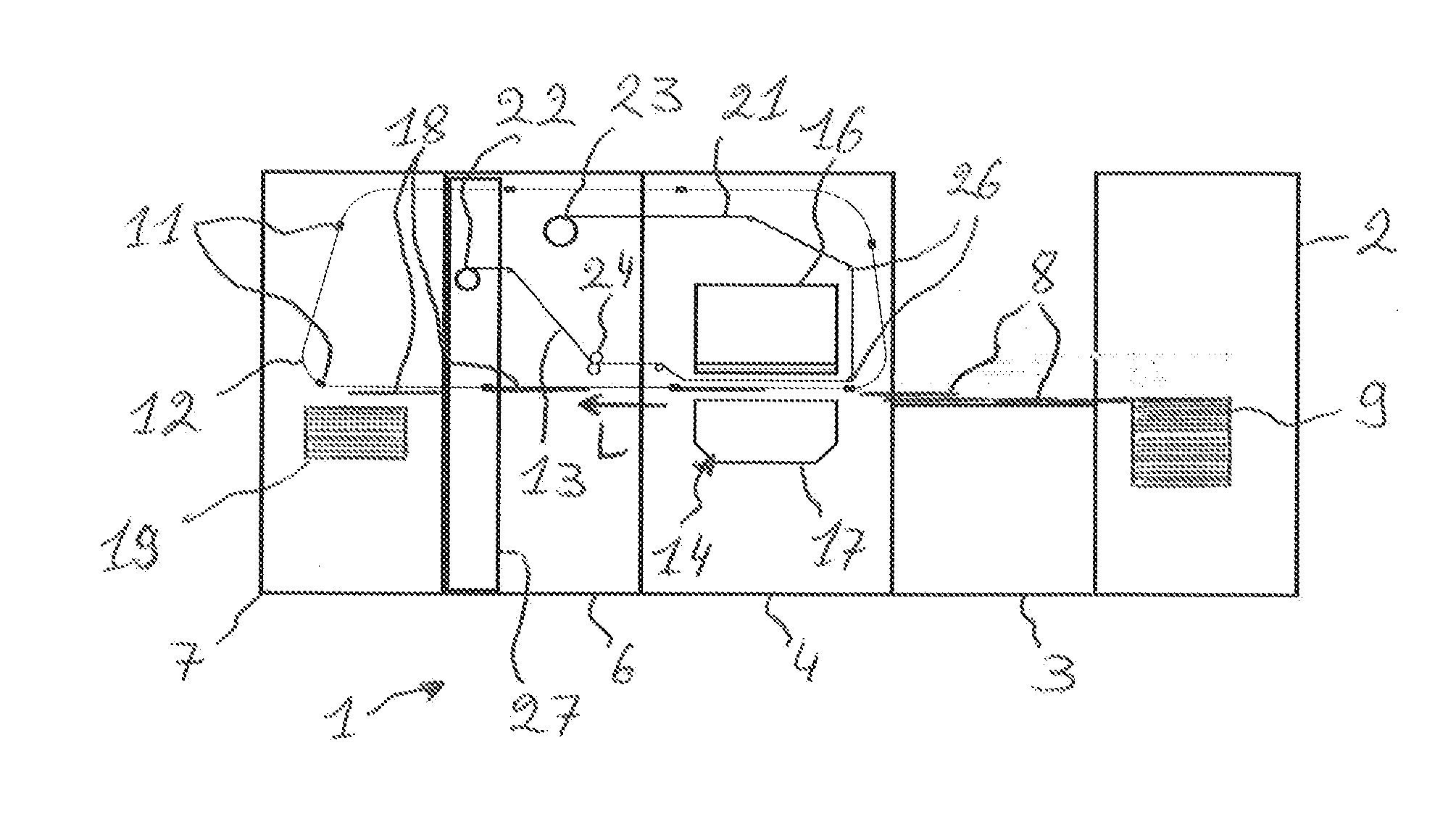 Drive device for stamping strip, unwinding module and stamping machine provided therewith