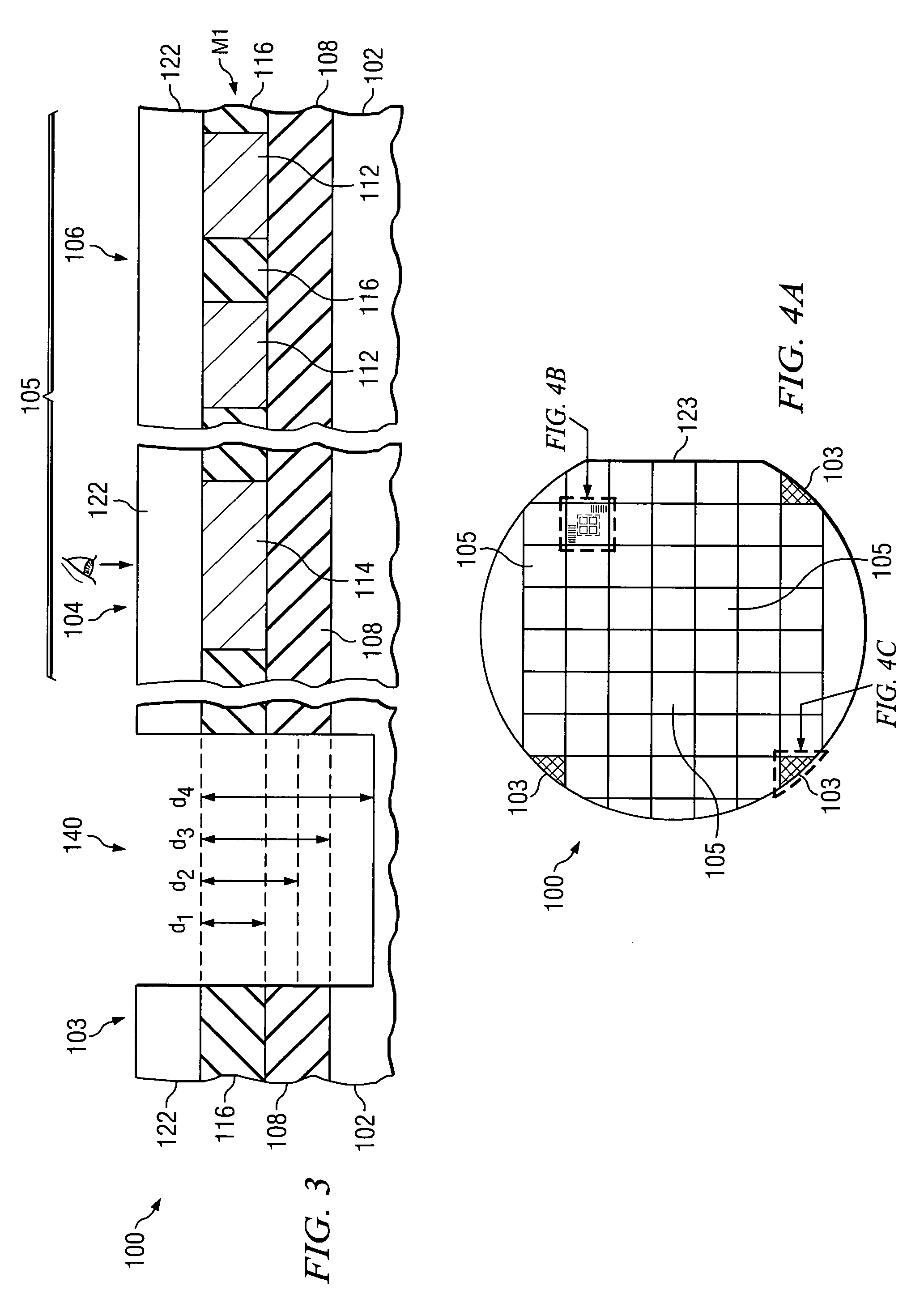 Deep alignment marks on edge chips for subsequent alignment of opaque layers