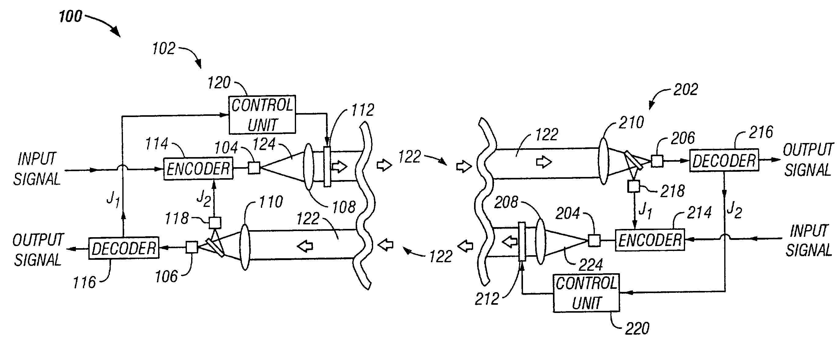 Adaptive correction of wave-front phase distortions in a free-space laser communication system and method