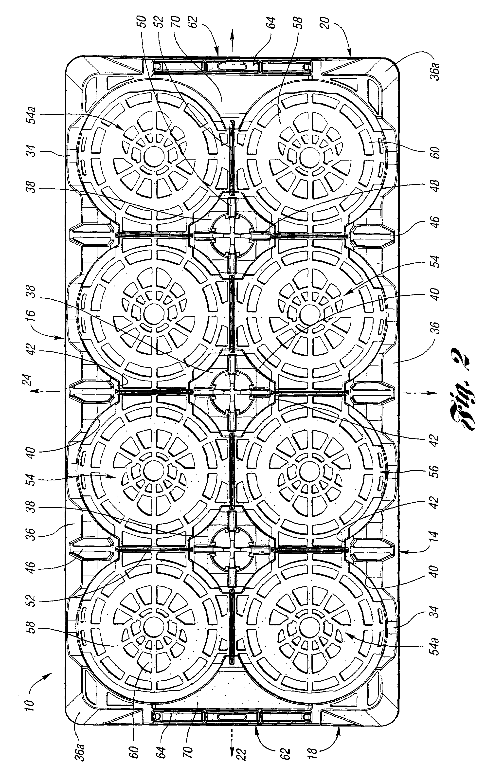 Stackable low depth tray