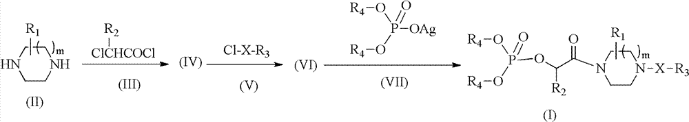 Phosphate ester-containing piperazine derivative and preparation method as well as application thereof