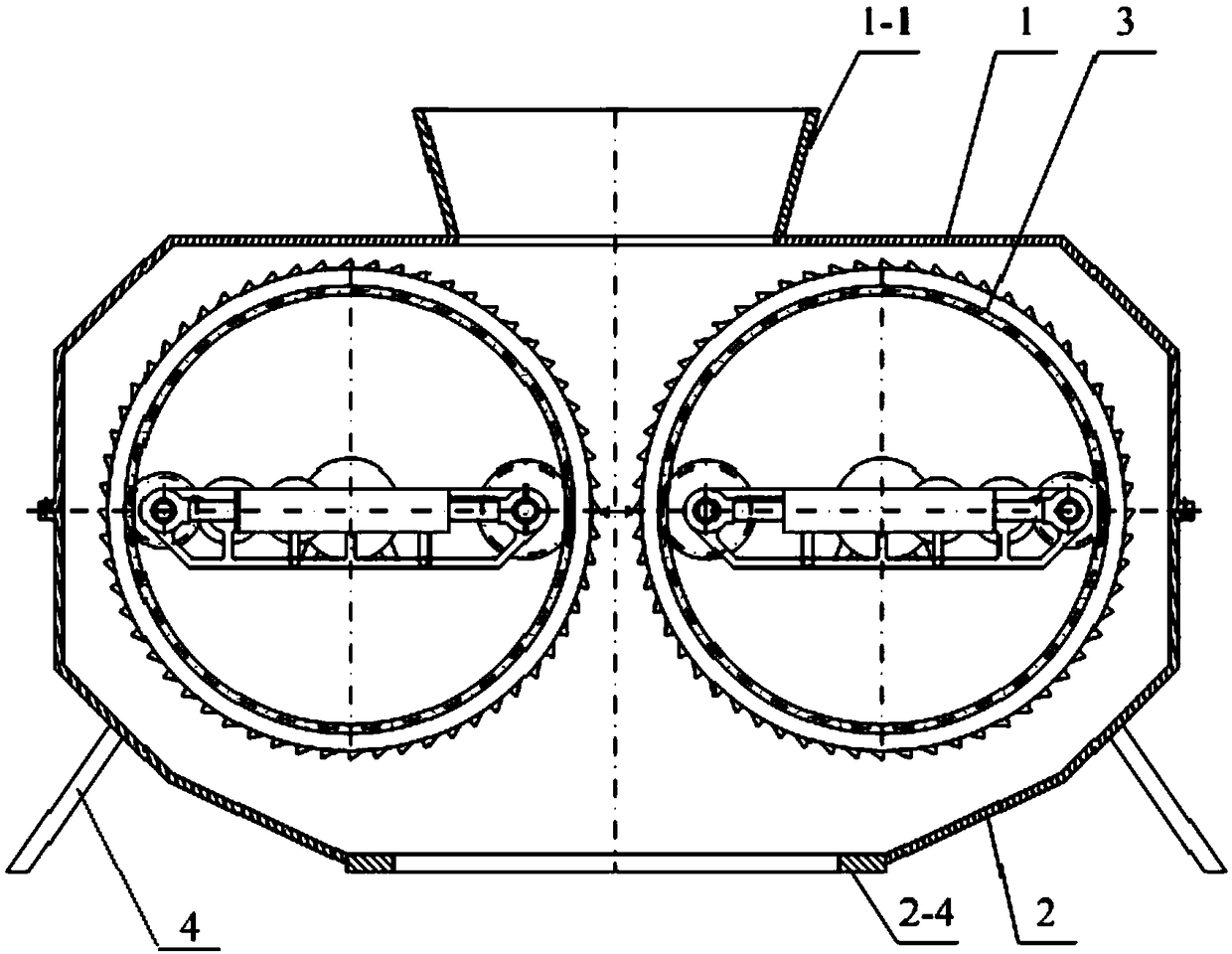 A motor-built-in gangue double-roll crusher