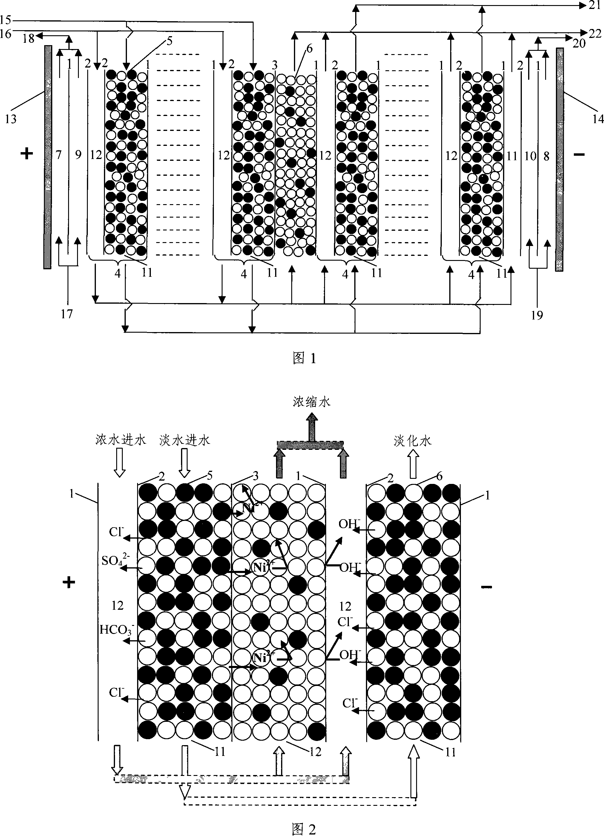 Electro-deionization method and device for synchronously concentrating and purifying heavy metal wastewater