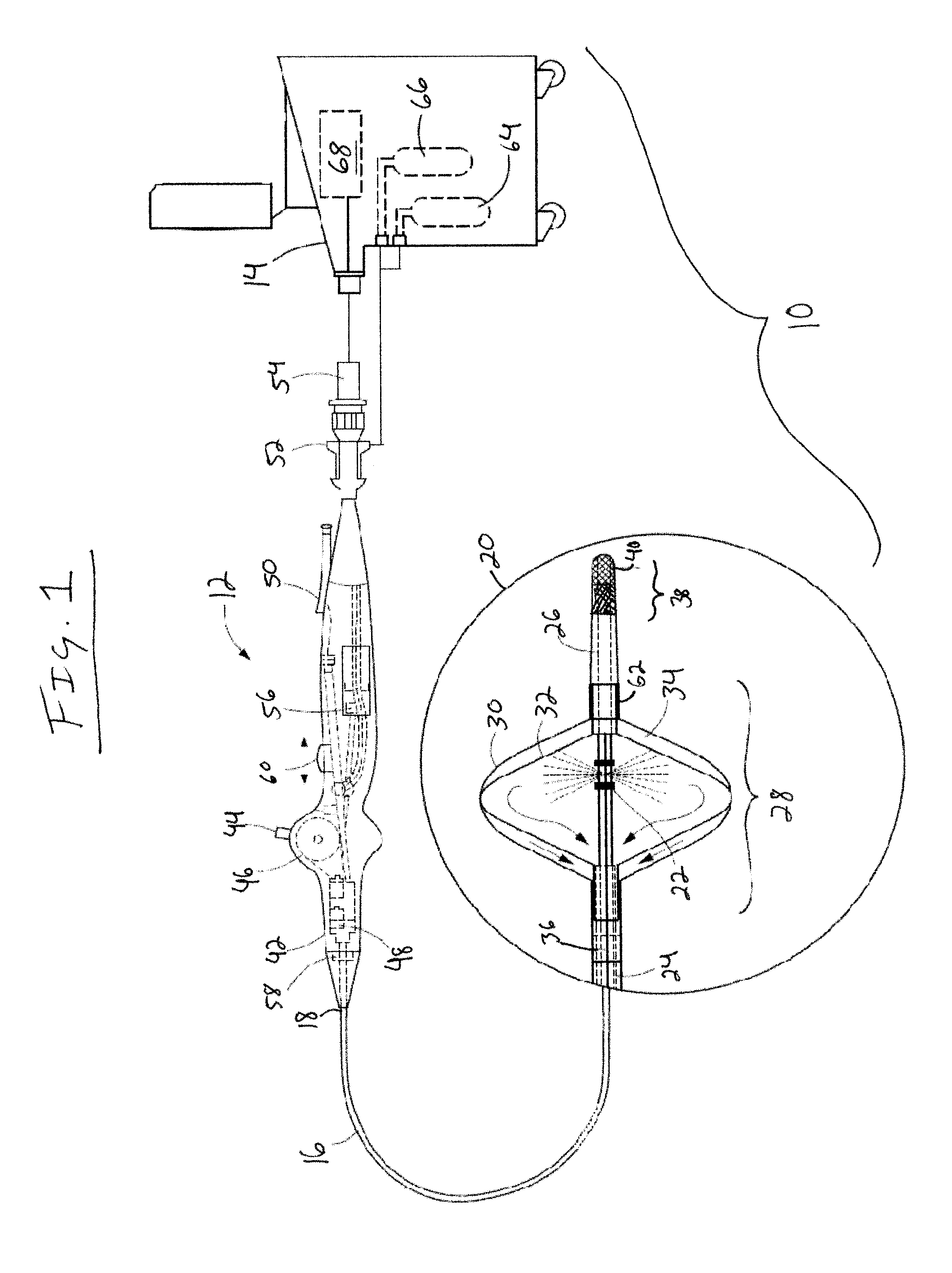 Cryogenic balloon device with radiofrequency tip