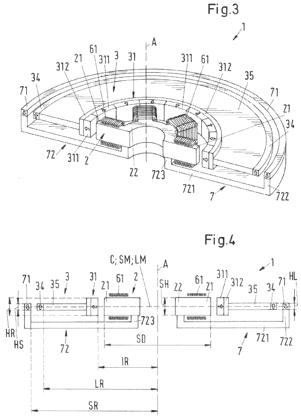 Electromagnetic rotary drive and a rotational device