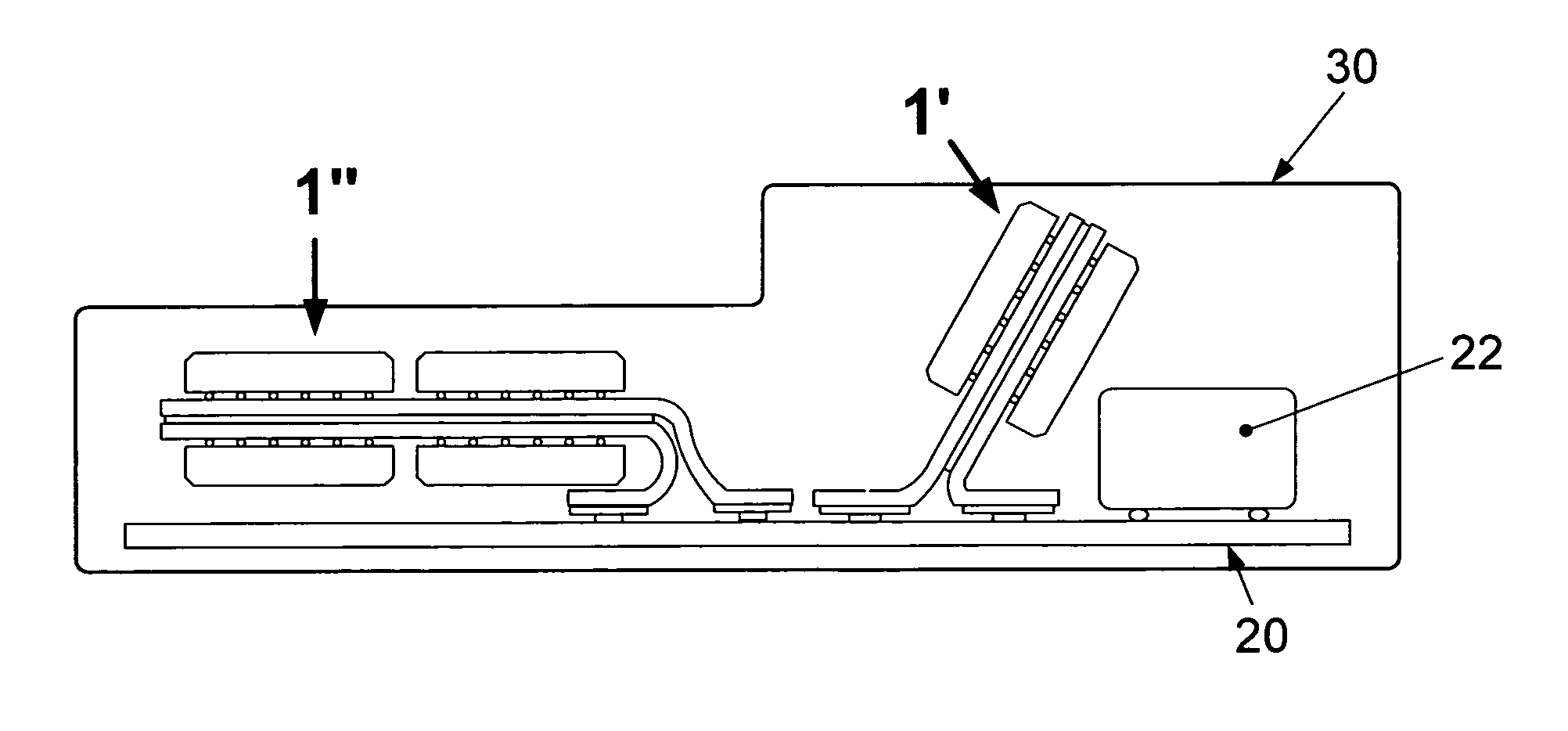 Rigid circuit board with flexibly attached module