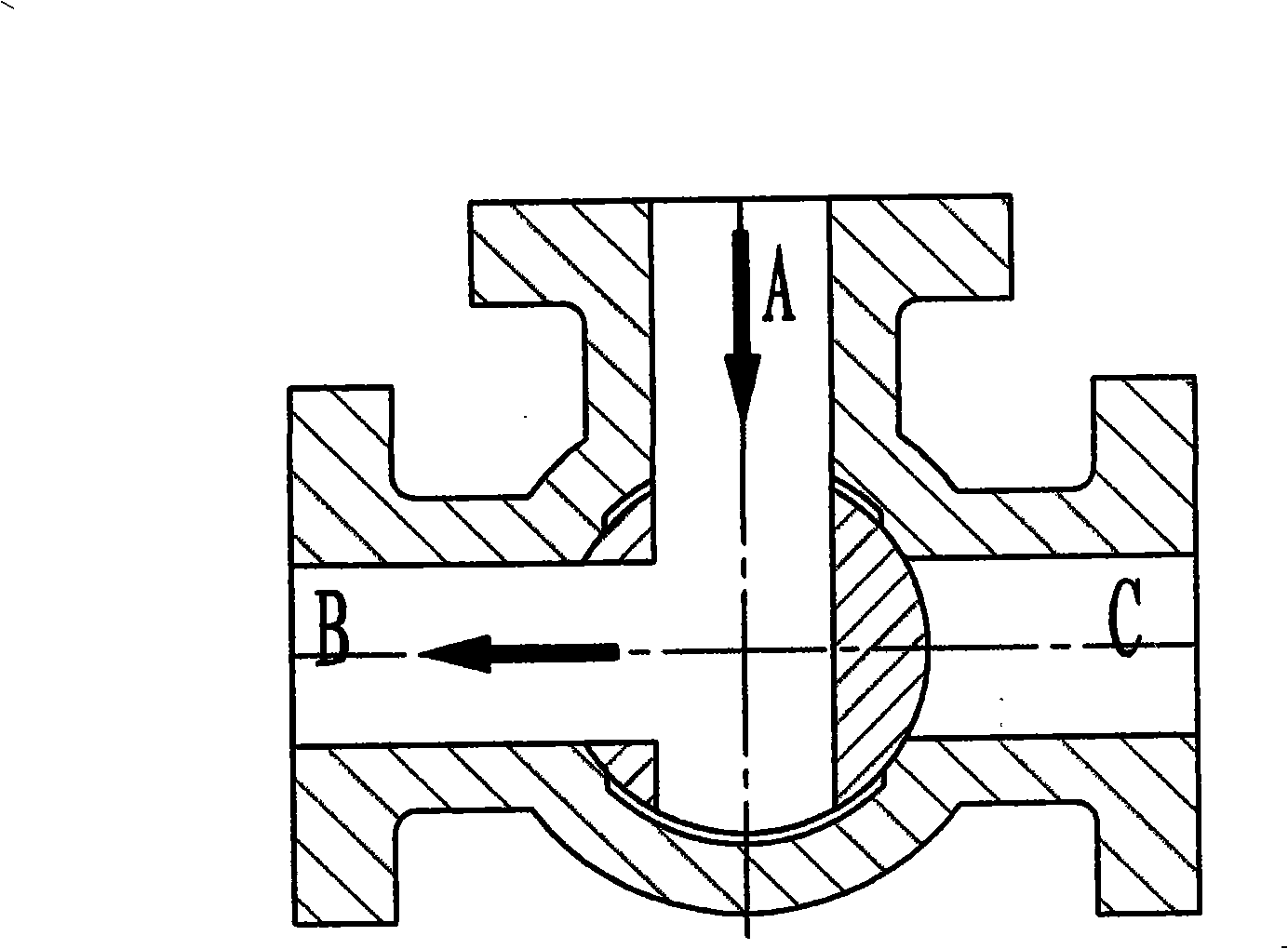 Three-way ball valve