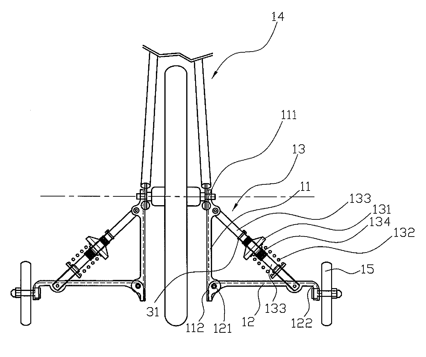 Bicycle training wheel assembly having a tension adjustable function