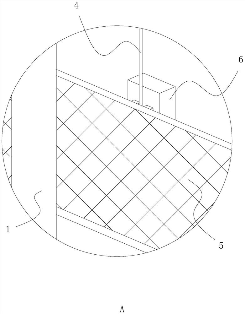 Screening device for gap between scaffolding and building exterior wall and method of use thereof