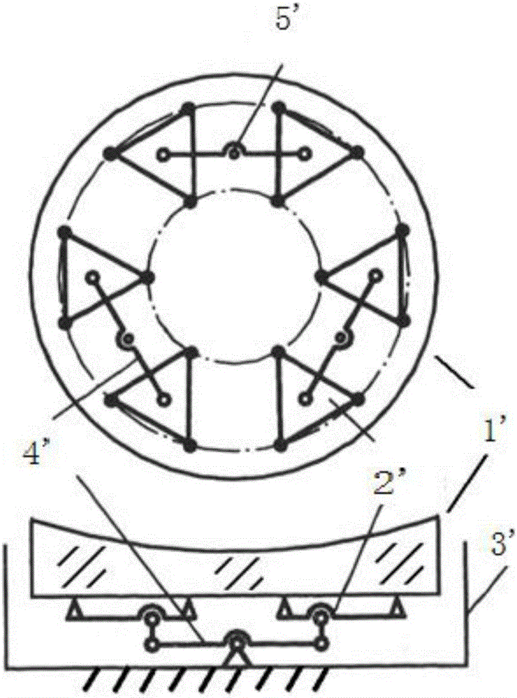 Semi-active reflecting mirror surface supporting and positioning system