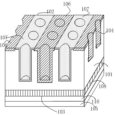 Deep hole staggered back contact solar battery structure and manufacturing method thereof