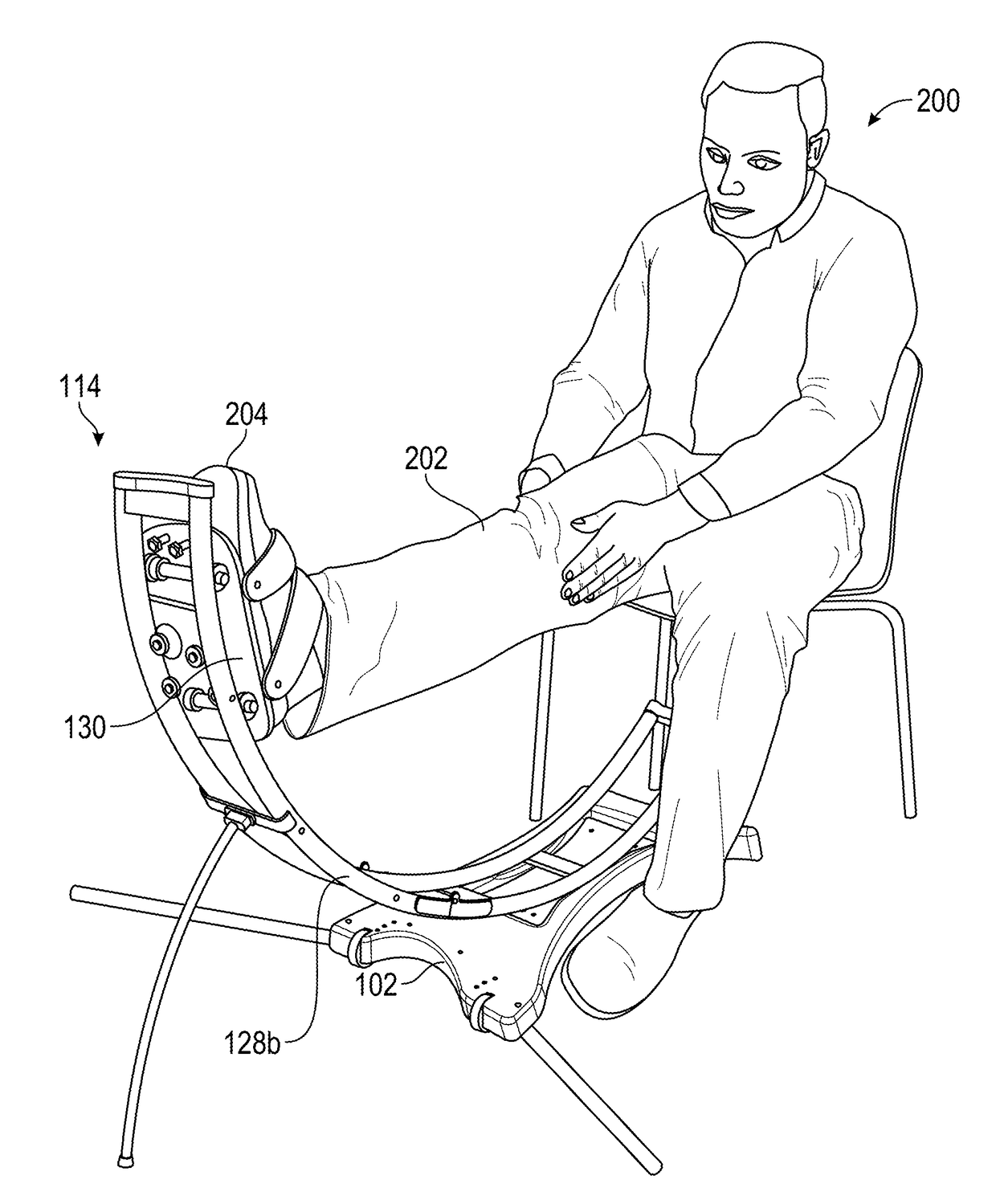 Assembly for active and resistive joint rehabilitation exercises