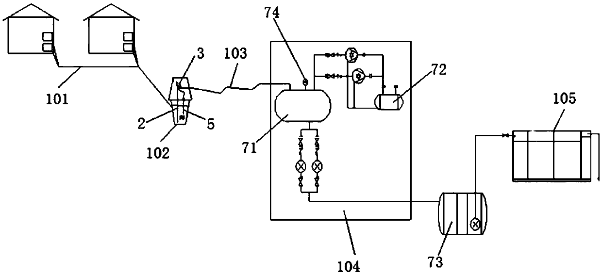 Vacuum sewage collecting and treating system