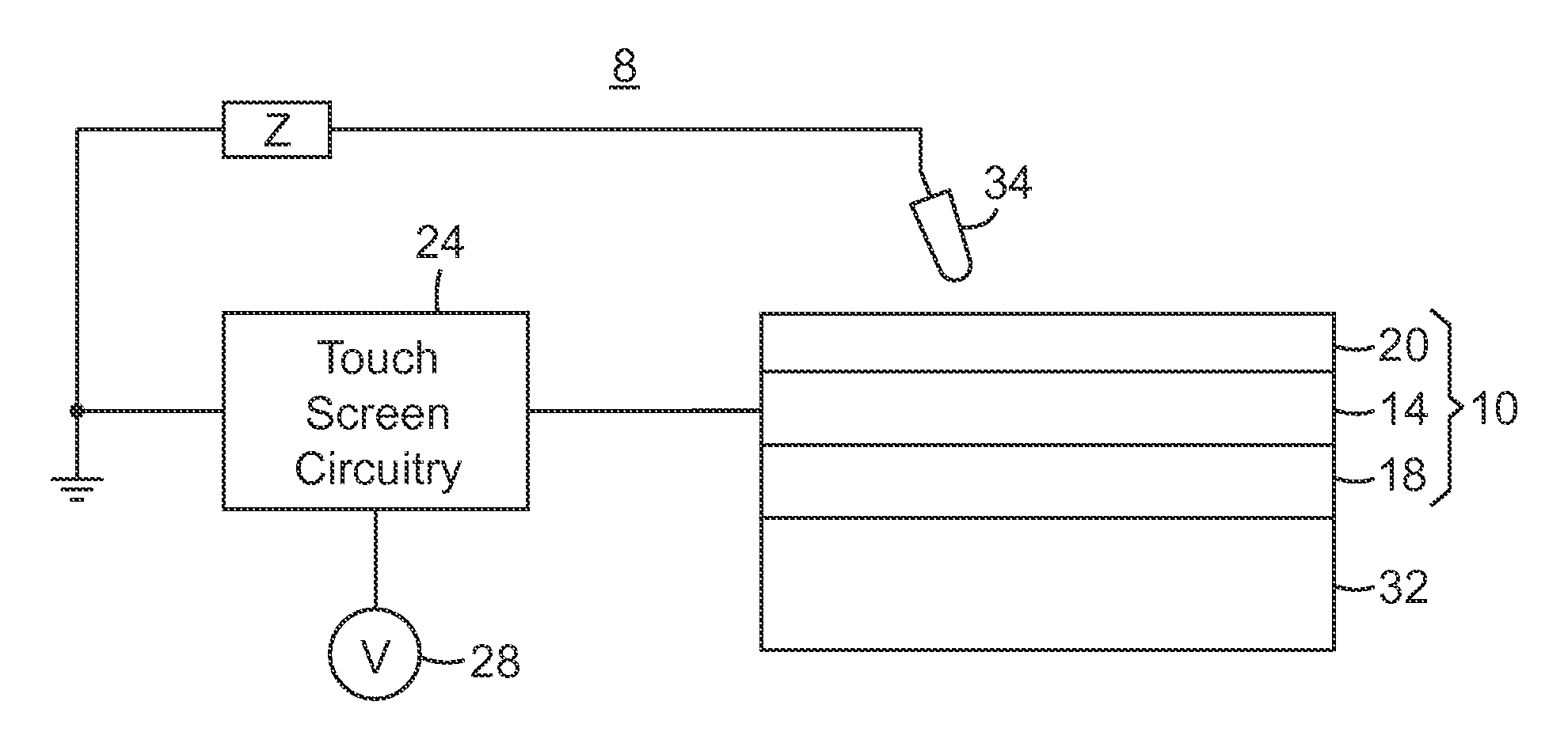 Capacitive touch screen with conductive polymer