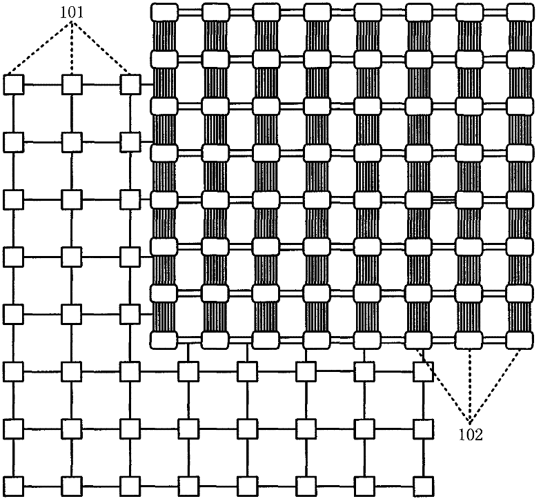 Network structure on non-blocking optical section and communication method thereof