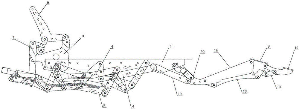 Functional sofa support assembly with anti-pinching protector and extension enhancing device