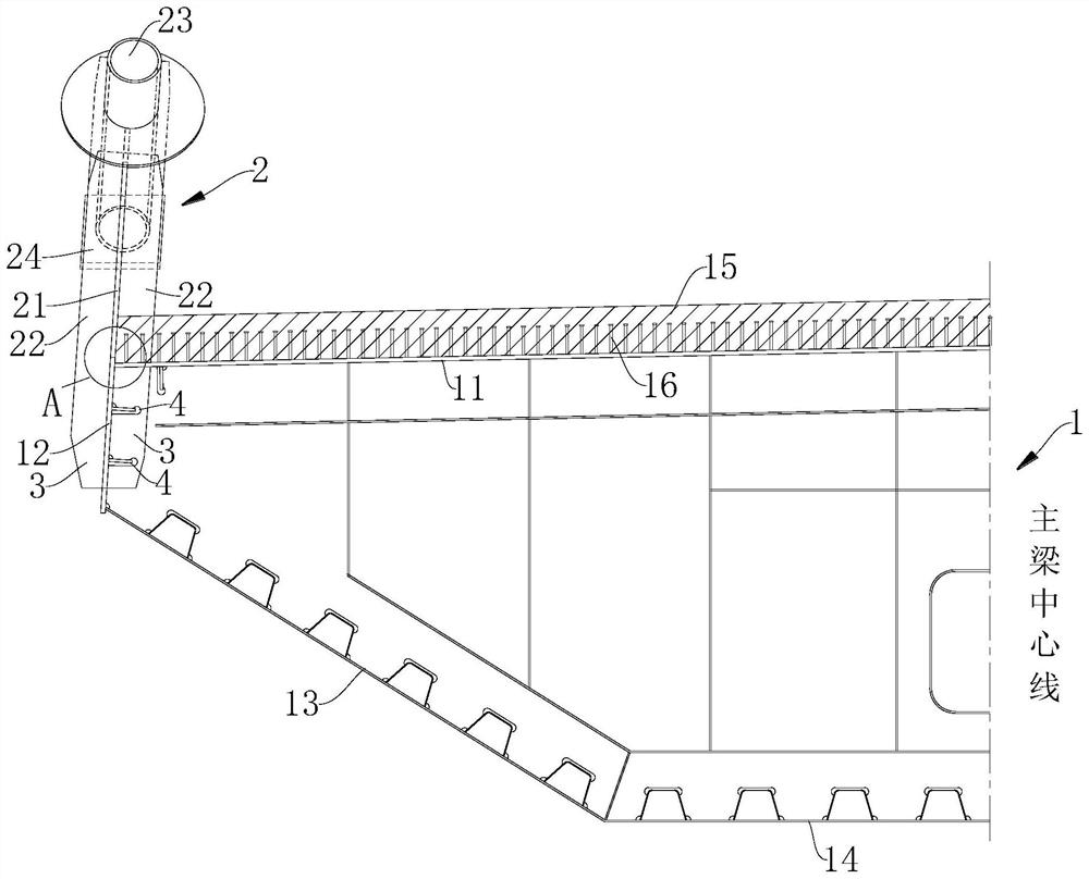 Cable-stayed bridge girder connected with anchor pulling plate