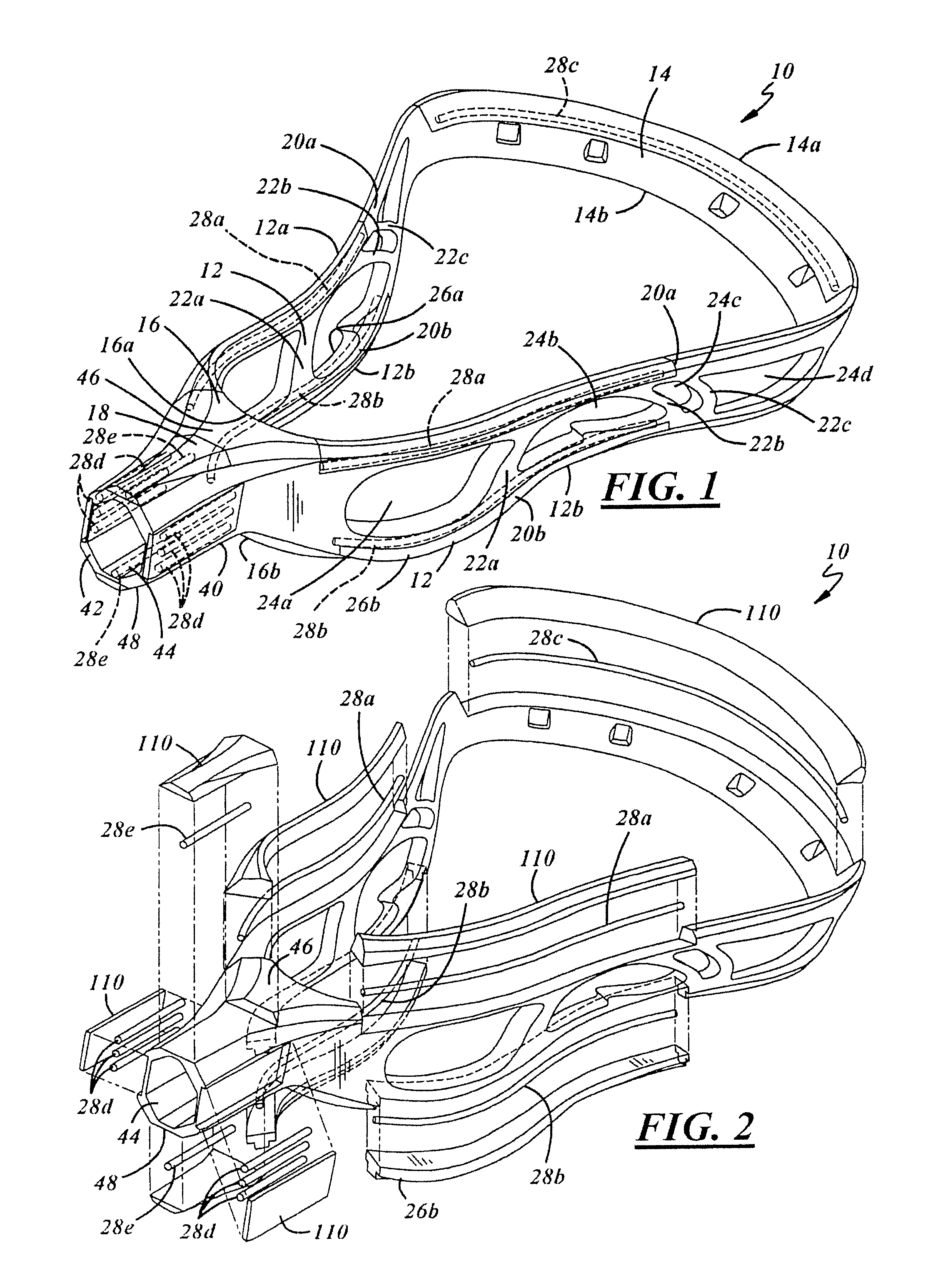 Reinforced lacrosse head and related method of manufacture