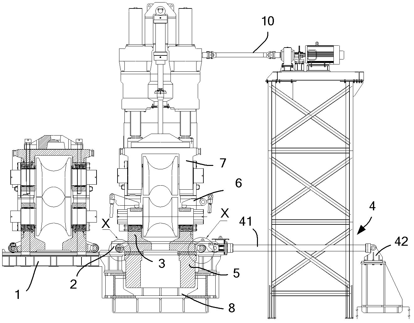 Device for replacing rollers of pilger seamless tube mill