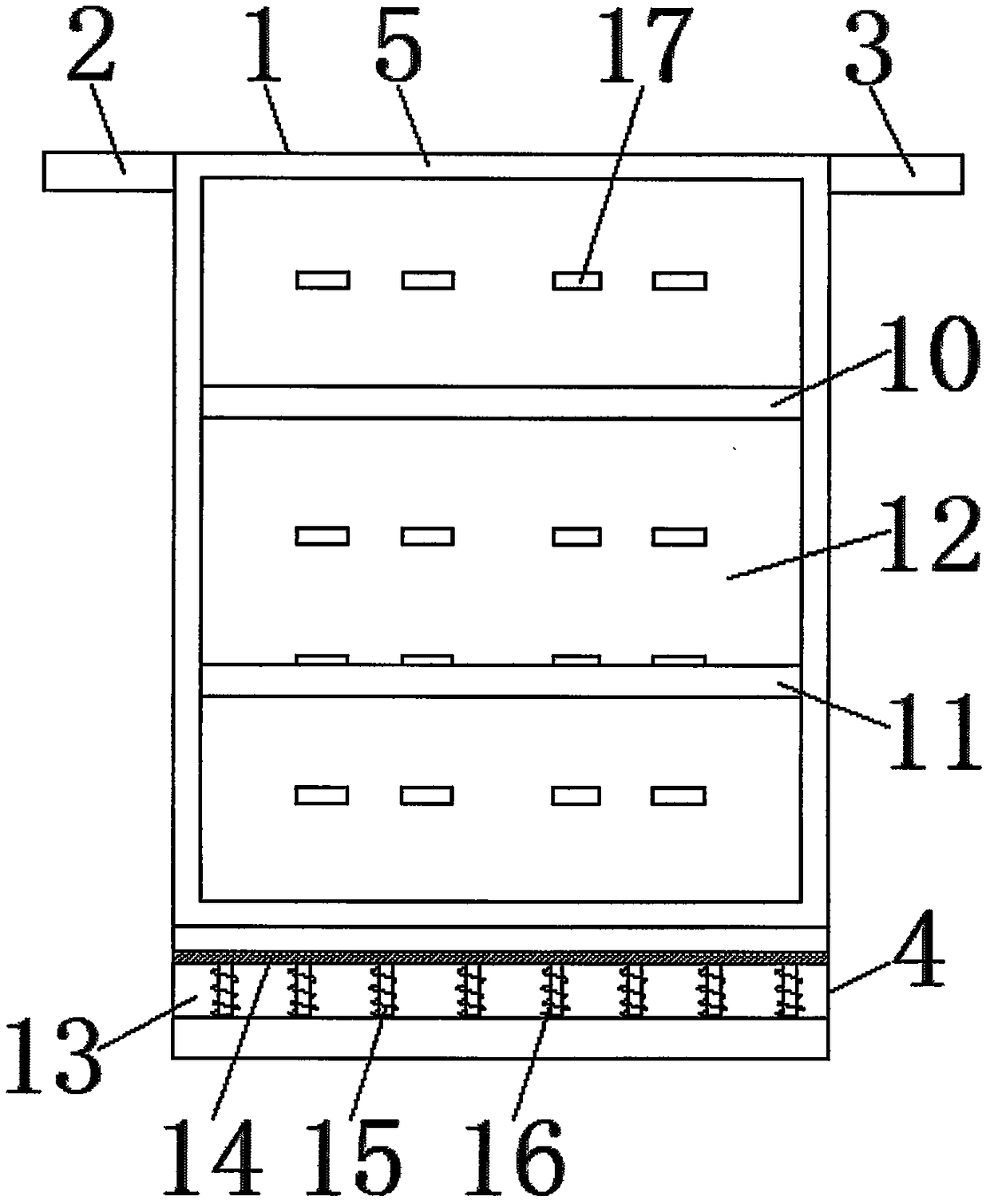 Novel low-voltage switch cabinet with shockproof heat dissipation function