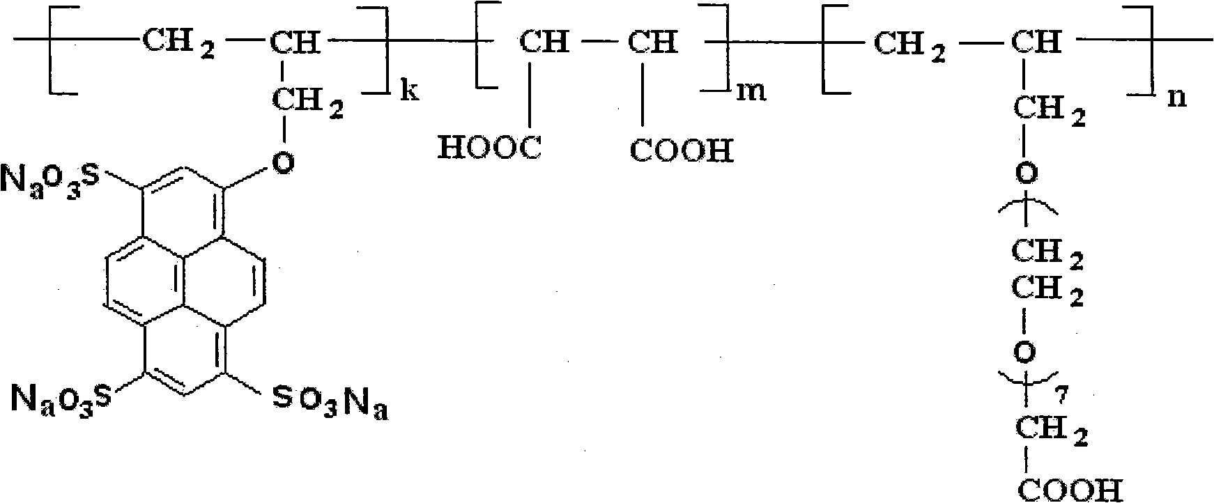 Fluorescence labeling polyether carboxyl acids antisludging agent and preparation