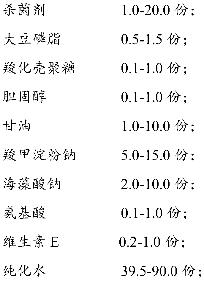 Liposome disinfection gel and preparation method thereof