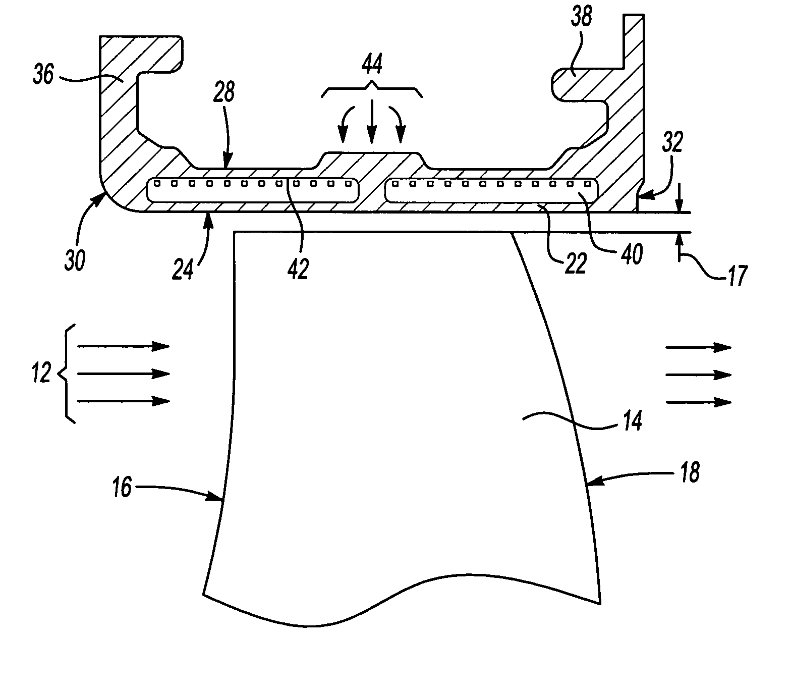 Blade outer seal with micro axial flow cooling system