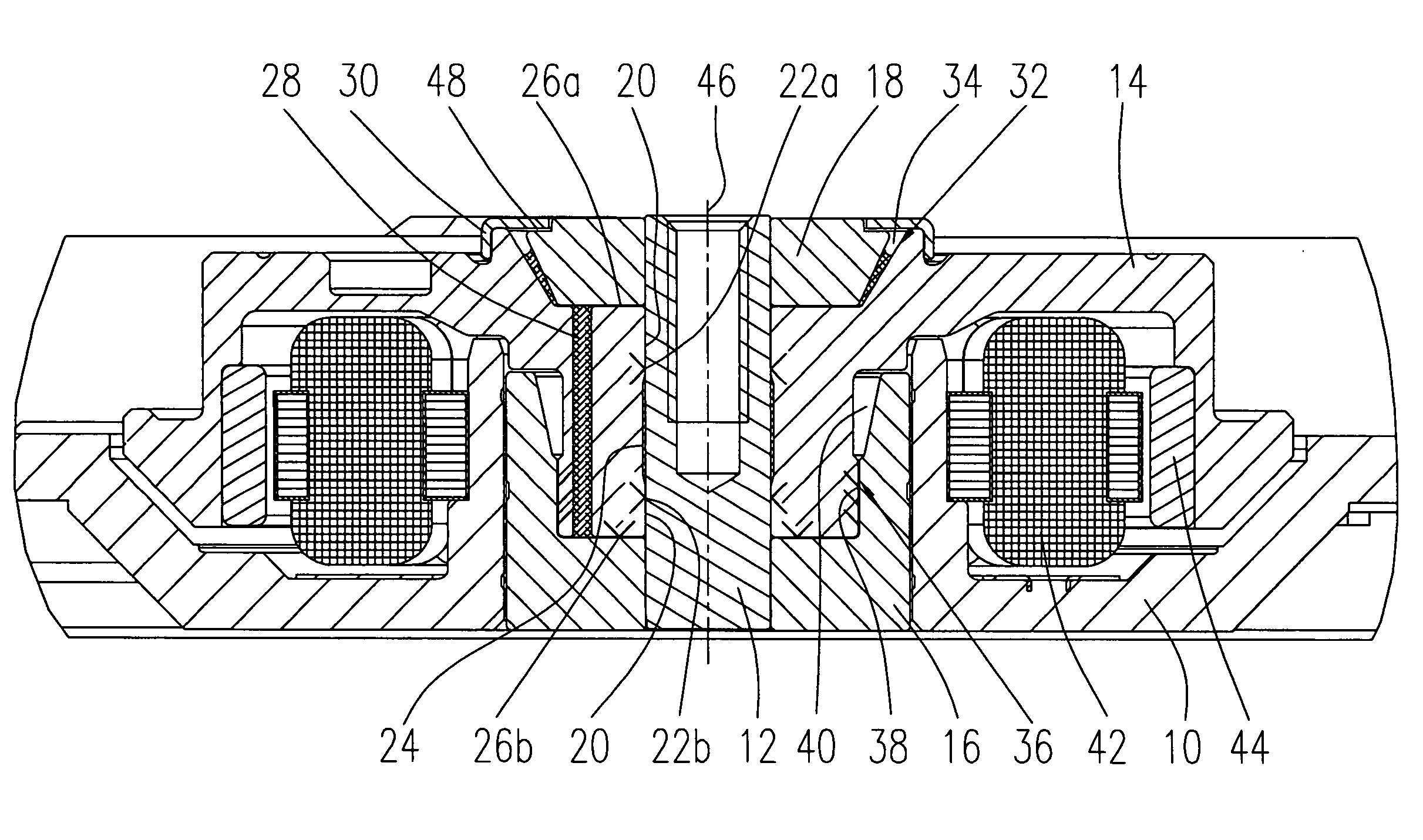 Spindle motor having a fluid dynamic bearing system and a stationary shaft