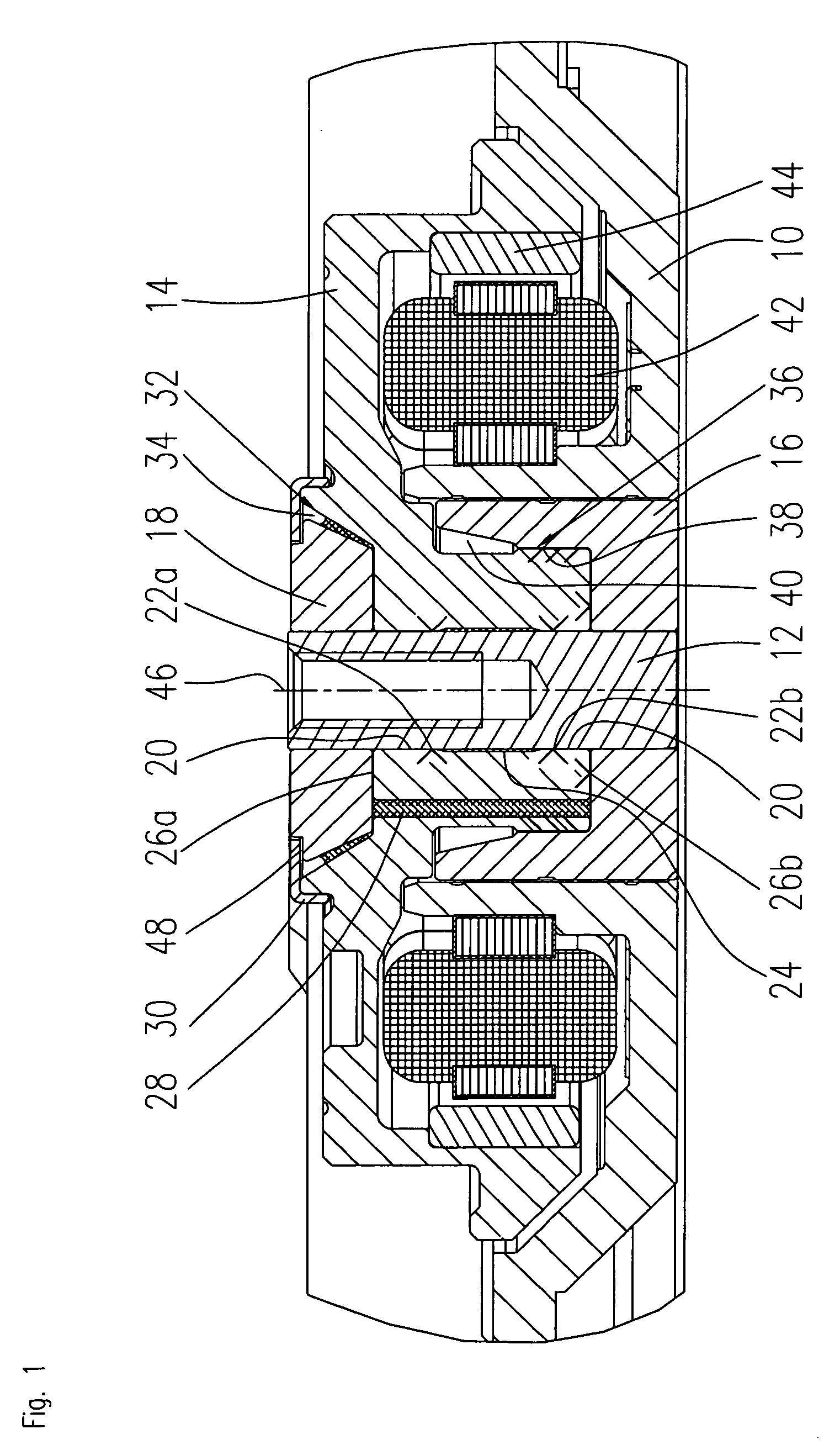 Spindle motor having a fluid dynamic bearing system and a stationary shaft