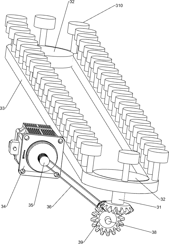 Assembly line beating machine for cakes