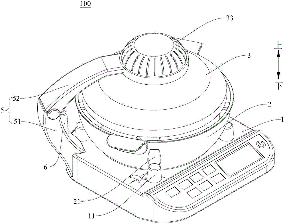 Stirring device for cooking device