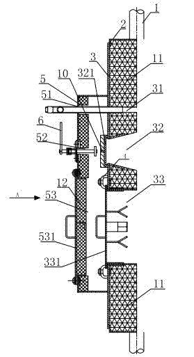 Film-type wall water pipe boiler inspection door structure