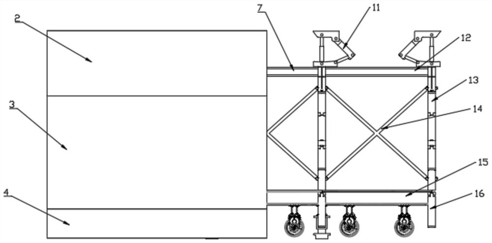 Lock chamber gallery movable supporting device and method