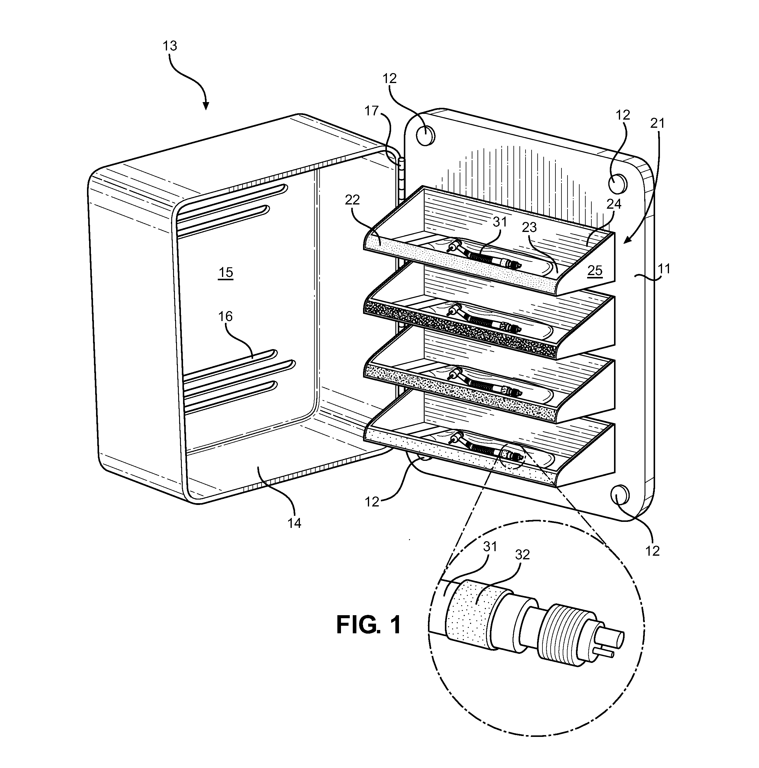 Dental Handpiece Rack and Method of Storing Dental Handpieces