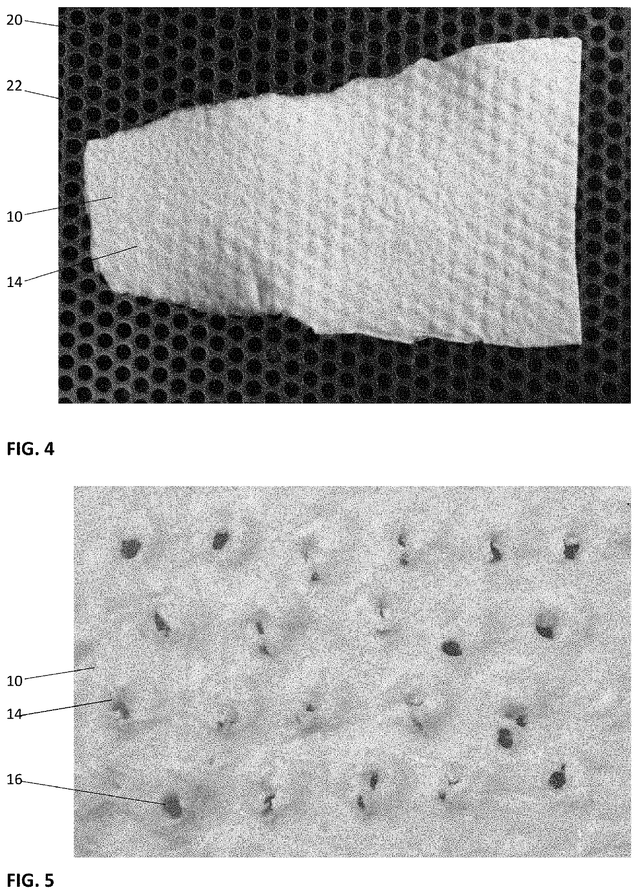 Membranous tissue with evenly spaced elevated projections on one side and concave depressions on the other side method and use