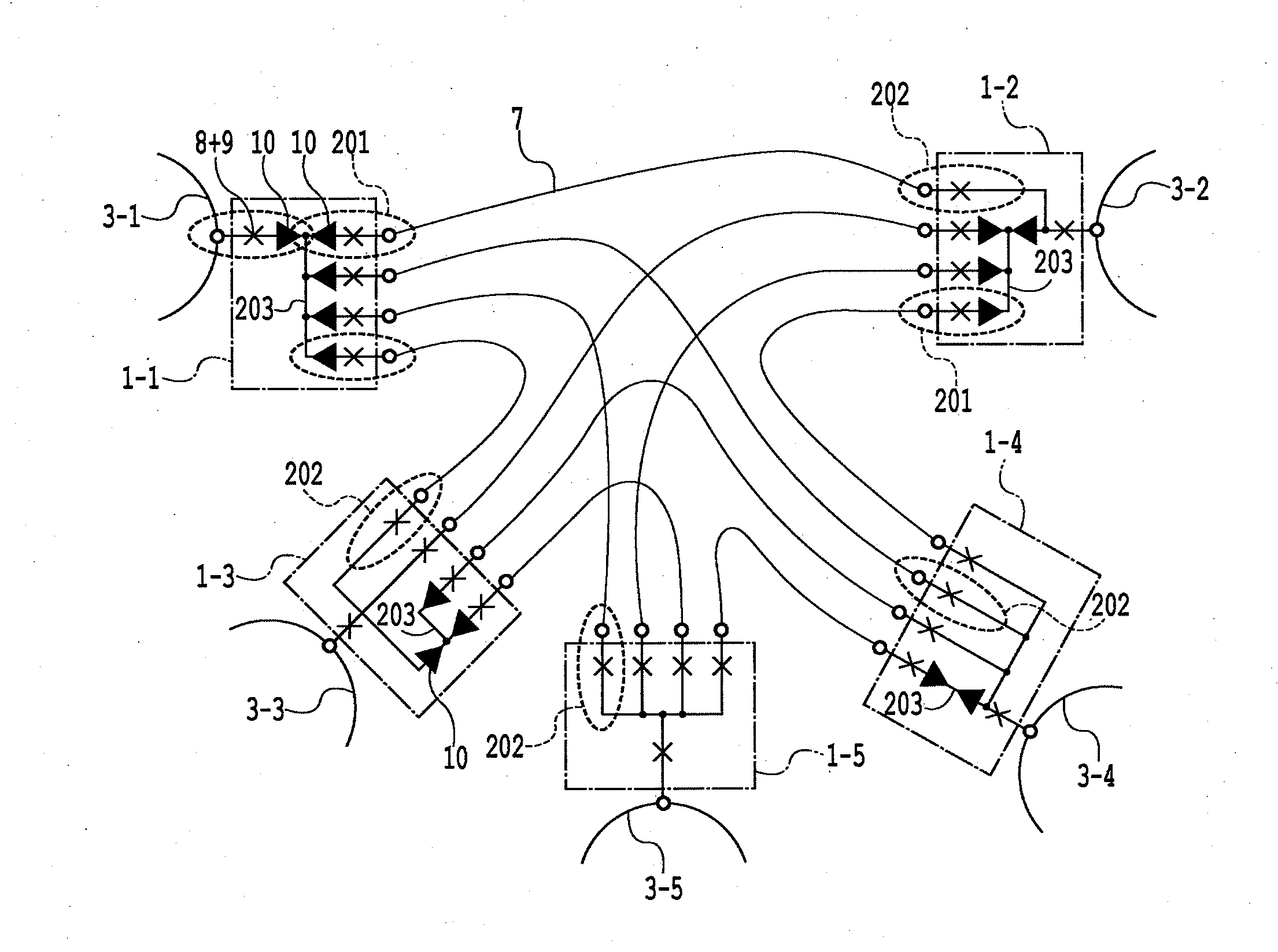 Multi-terminal power conversion device, multi-terminal power transfer device, and power network system