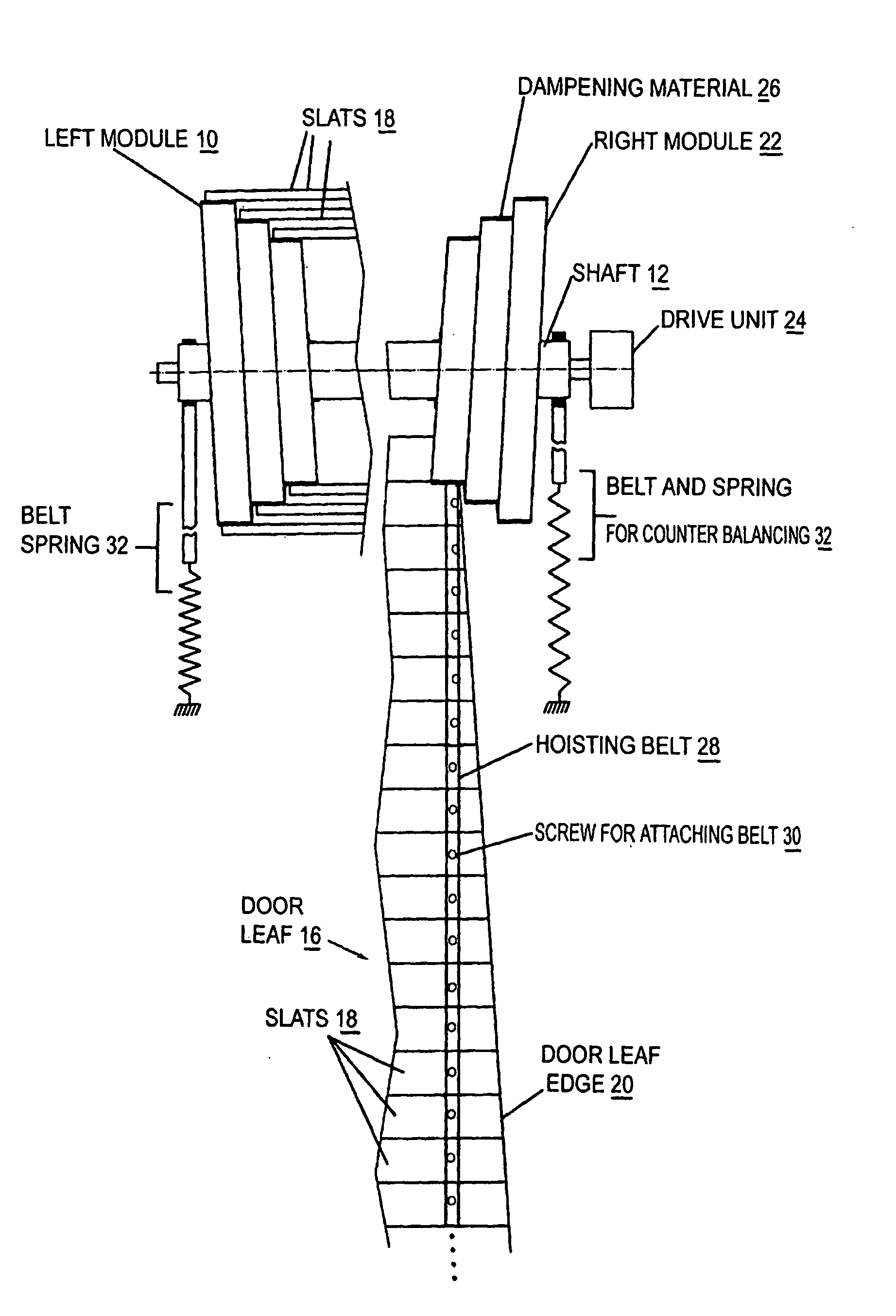 Rollup door with rollable door leaf