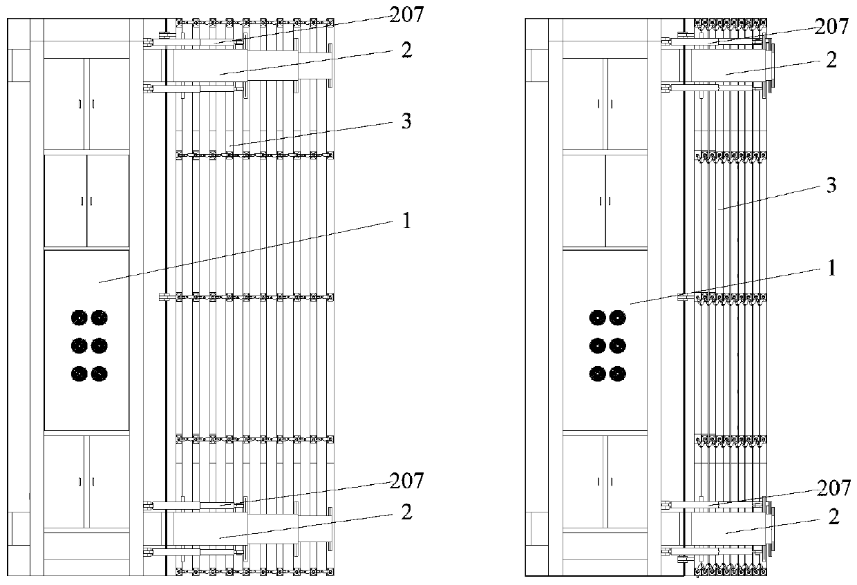 Flip antenna synchronous stretching system and control method