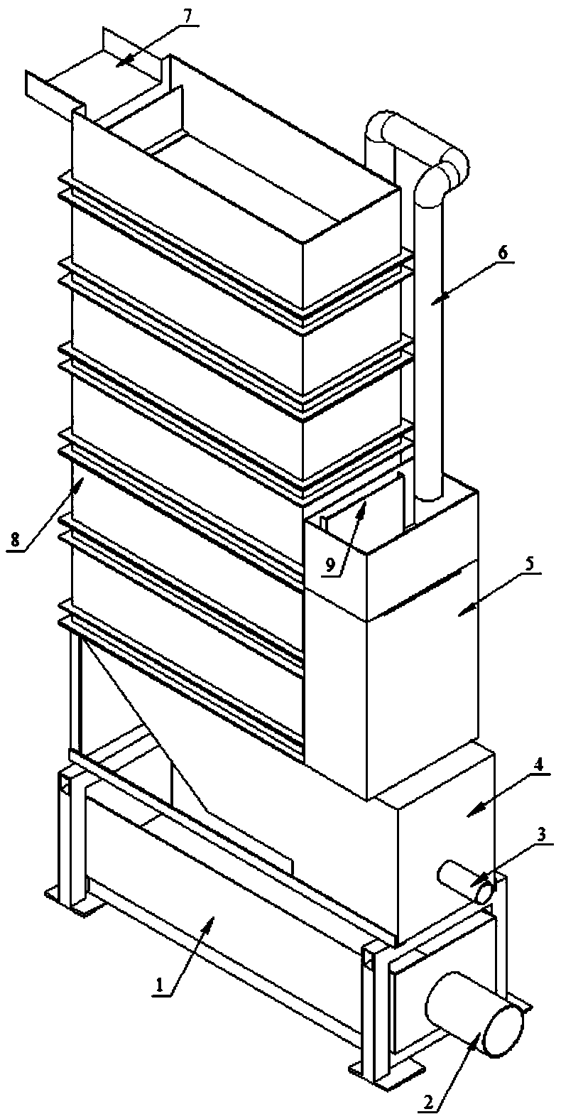 Device for efficiently removing impurities from sewage