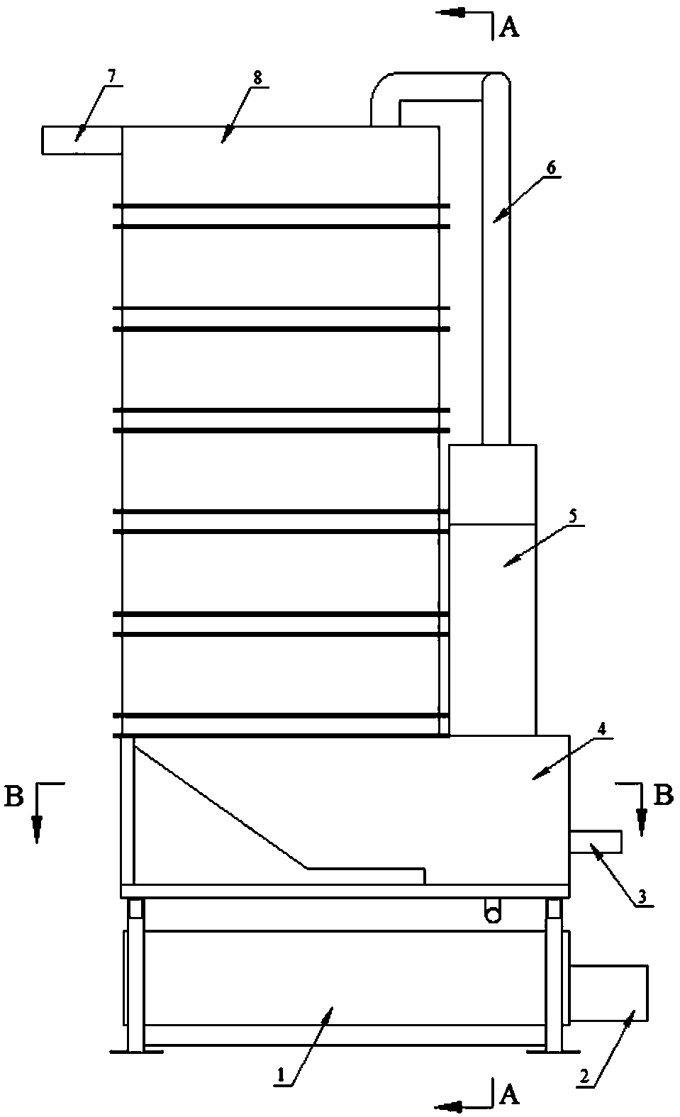 Device for efficiently removing impurities from sewage