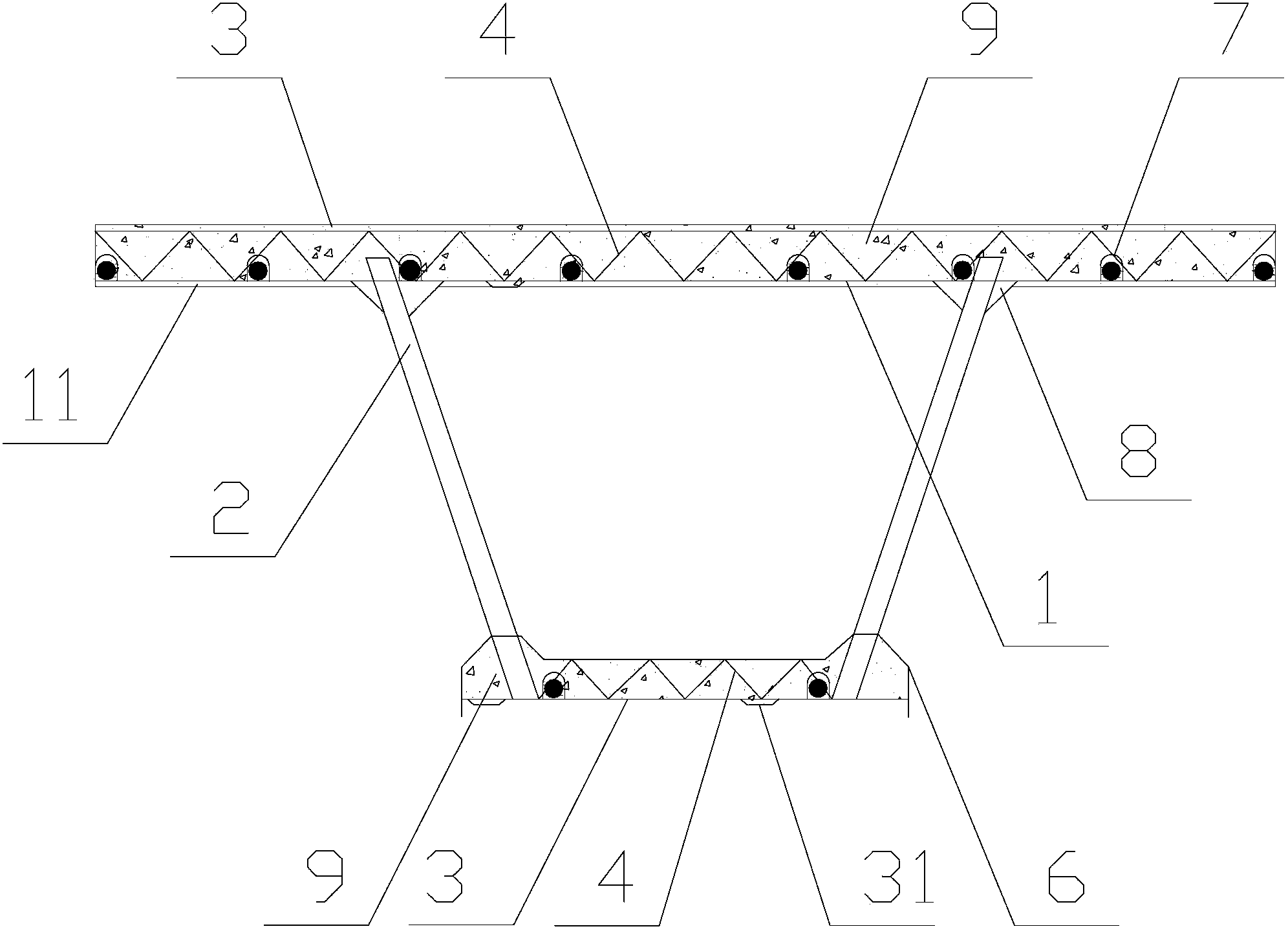 Steel die and reinforced concrete integrated combination beam structure