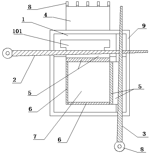 Target plate three-way confining pressure box body structure for projectile body deep penetration test