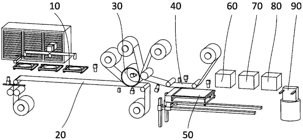 A micro device laser peeling huge quantity transfer device and method based on winding process