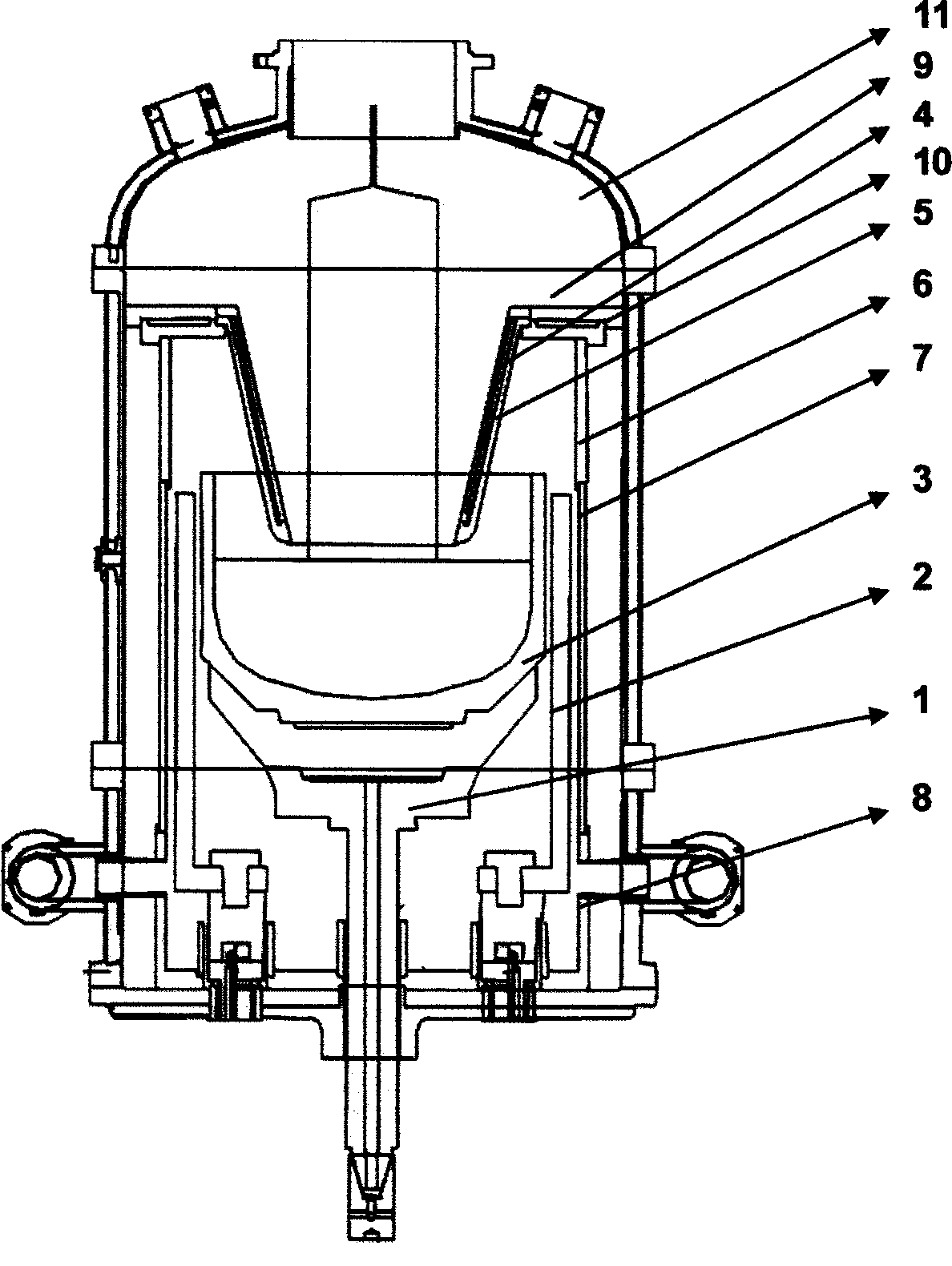 Thermal field system suitable for large charge amount of 90t furnace