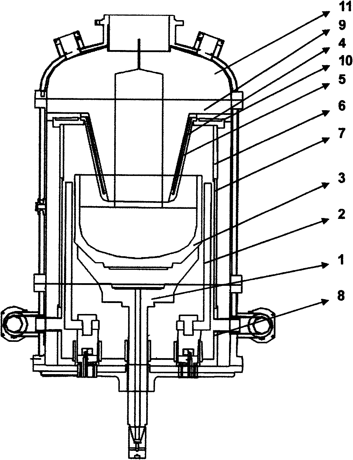 Thermal field system suitable for large charge amount of 90t furnace