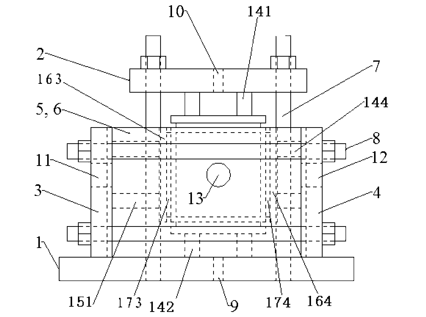 Three-dimensional visualization true triaxial simulation test bench