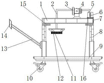 Colored-spun-yarn equipment cleaning device convenient to move