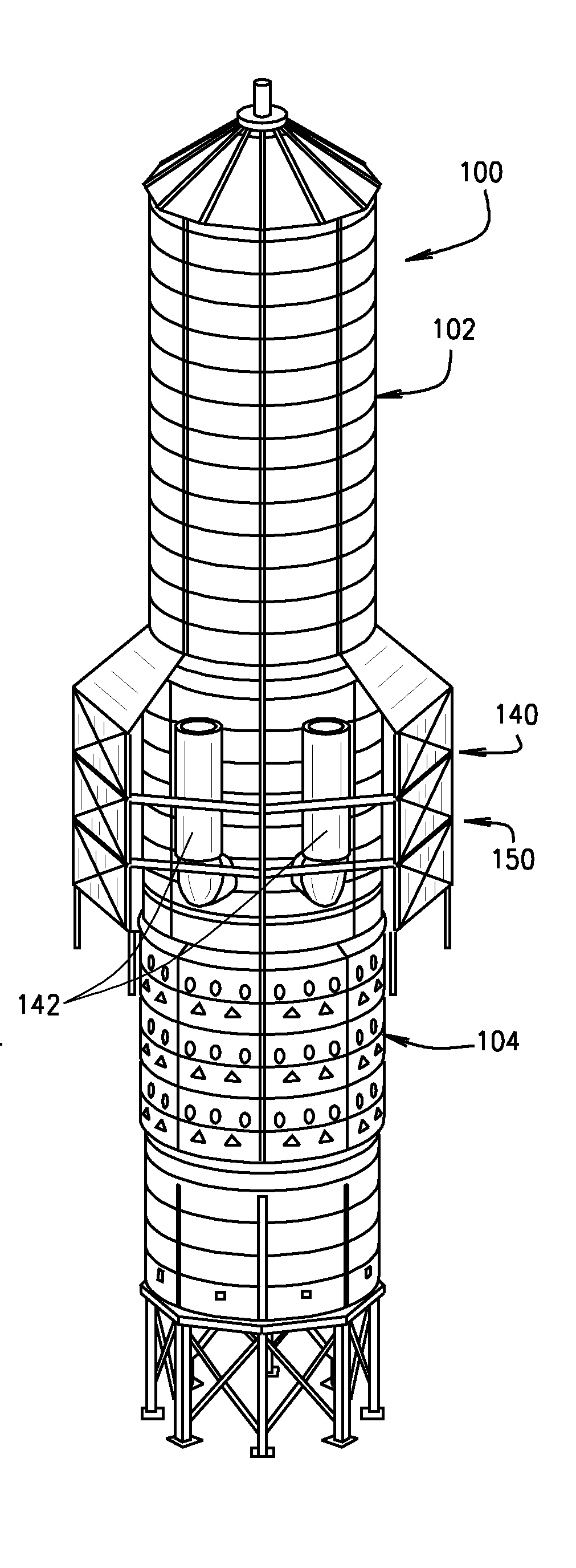 Tower grain dryer with improved heat reclamation and counter-flow cooling section